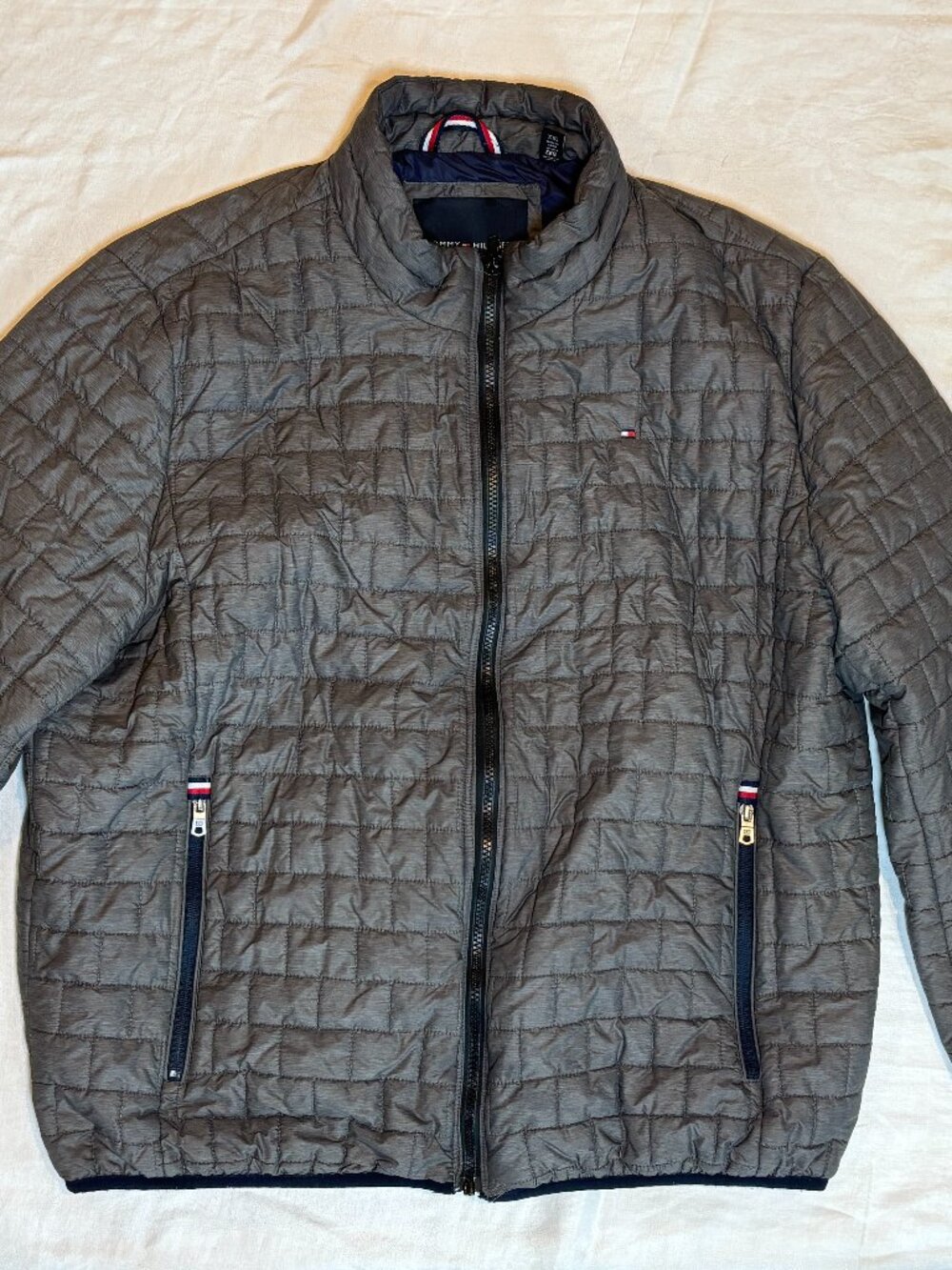Tommy Hilfiger Grey Lightweight Winter Jacket- Mens, Size 2XL